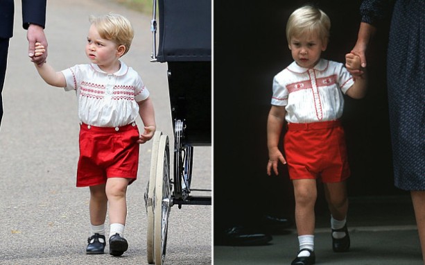 il principino George è forse il vero Migliore Look della giornata, vestito di bianco e rosso come il padre William nel giorno del battesimo di Harry!