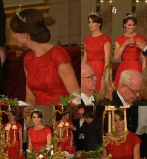 varie immagini di Kate alla cena di Stato