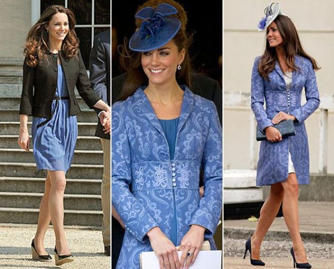 Com'è solita fare, Kate ha usato altre volte sia l'abito di Zara, semplice e fresco, che il cappotto. Anche questi altri due abbinamenti che vi mostro, uno più casual e l'altro da cerimonia, mi piacciono.