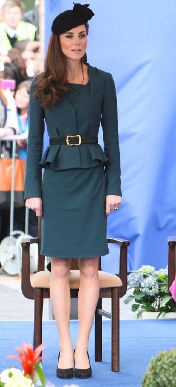 Trend-setter ... Kate Middleton in the teal Davina dress.