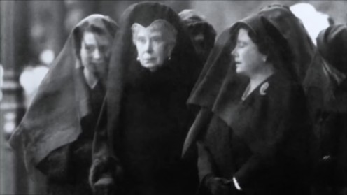 La Regina Mary, la Regina Madre e la Regina Elisabetta al funerale di Giorgio VI
