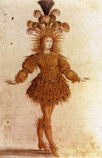 Henry Gissey, Luigi XIV come Apollo, 1653, Bibliothèque Nationale, Parigi. In molte occasioni, il giovane Luigi in persona prese parte a balletti e pantomime in cui era vestito da dio Apollo. Henry Gissey