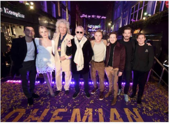 Brian May, Roger Taylor e il cast di Bohemian Rhapsody