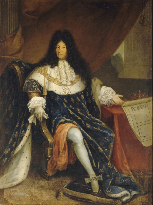Attribuito a Nicolas-René Jollain Le Vieux, Ritratto di Luigi XIV. Posa e abbigliamento sono essenzialmente gli stessi del ritratto precedente, a sottolineare la continuità del lungo regno e dell'autorità di Luigi.